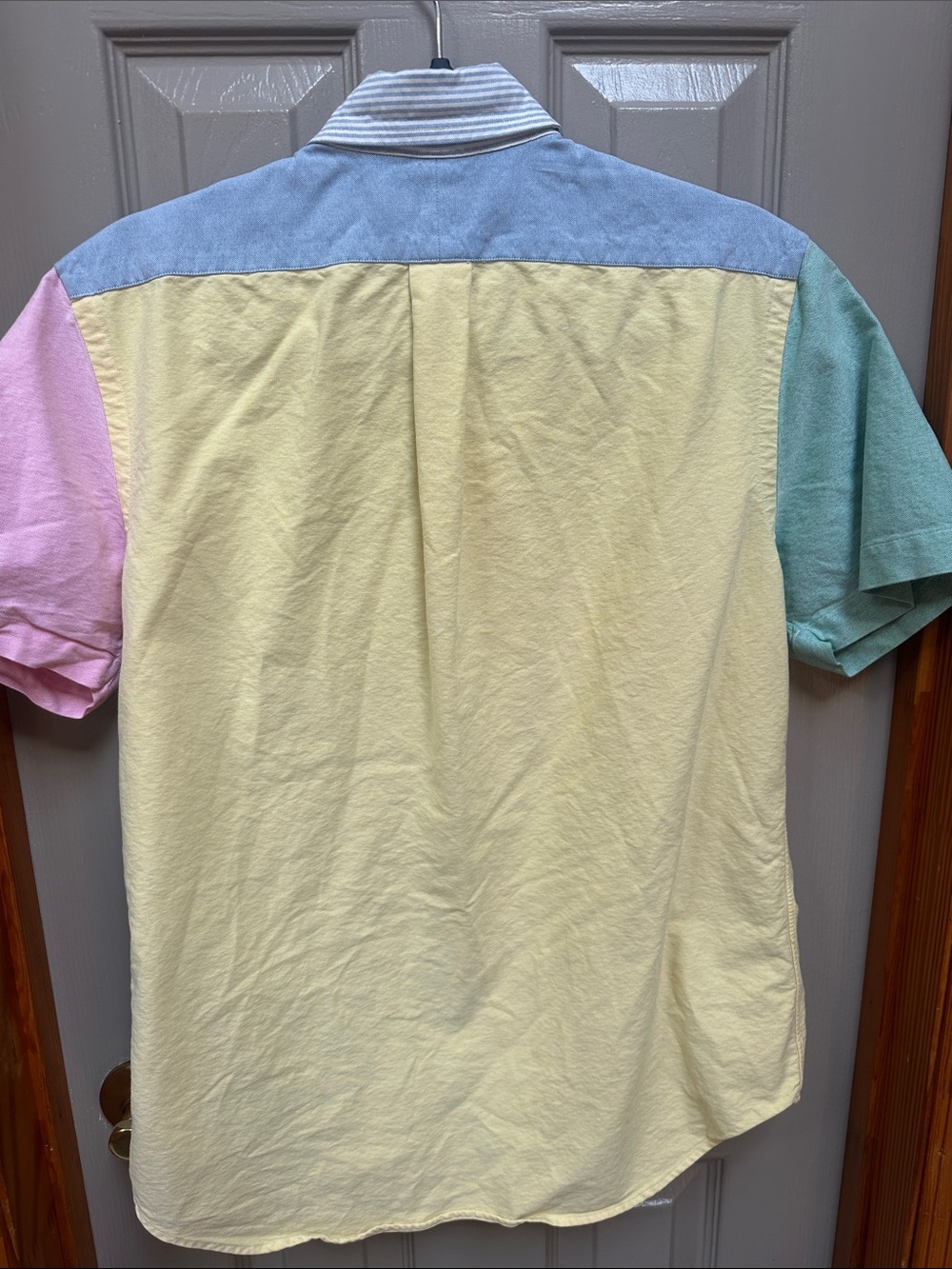 Men’s Polo by Ralph Lauren Pastel Multicolor Colorblock Button-Down Shirt - Picture 2 of 2